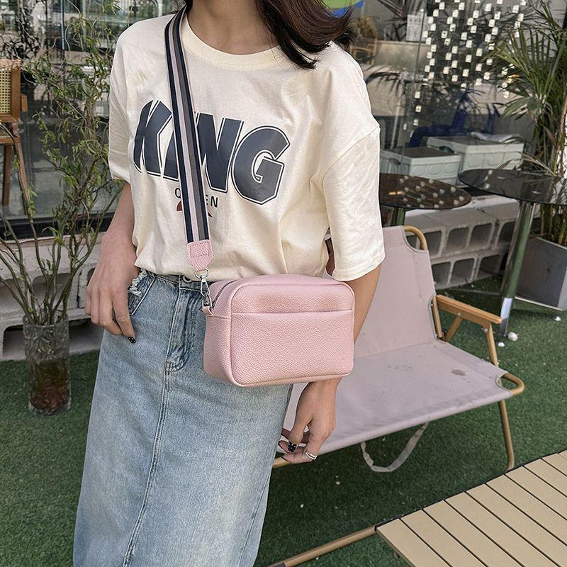 Camera Bag Good-looking Lychee Pattern Popular Crossbody Small Square Bag 2024 New Wide Shoulder Strap All-Match Casual Shoulder Bag