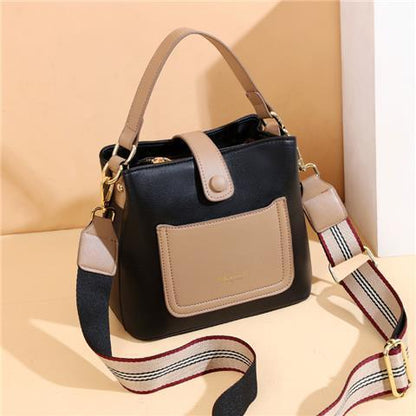 2024 Spring/Summer New Elegant Contrast Color Bucket Bag Sen Cute Sweet Shoulder Bag Casual Versatile Daily Commuter Crossbody Bag Fashion Women's Square Bag