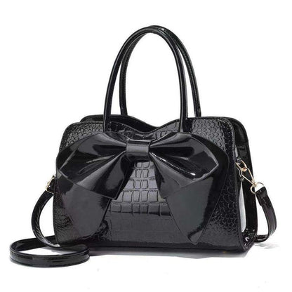 Women's Bag 2024 Autumn New Crossbody Bag Fashion Crocodile Bow Knot Handbag Simple and Trendy Mom's Bag