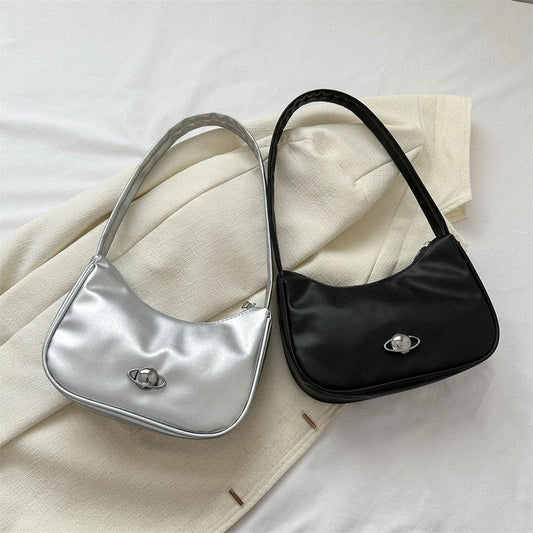 2024 New Good-looking French Style Bag for Women Silver Underarm Bag Internet Celebrity High-Grade All-Match Shoulder Bag