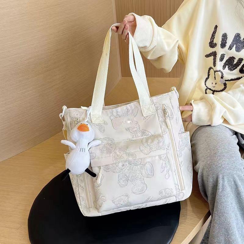 Special-Interest Design Good-looking Japanese Cute Bear Tote Bag Large Capacity College Student Class Portable Shoulder Bag Female