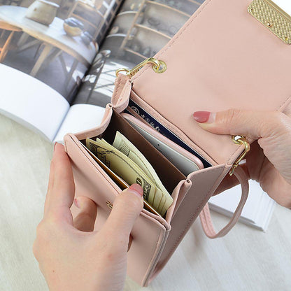 2024 Summer New Mobile Phone Bag Fresh and Cute Crossbody Bag Mini Exquisite Shoulder Bag Solid Color Vertical Zero Wallet Multiple Colors Can Be Paired Randomly