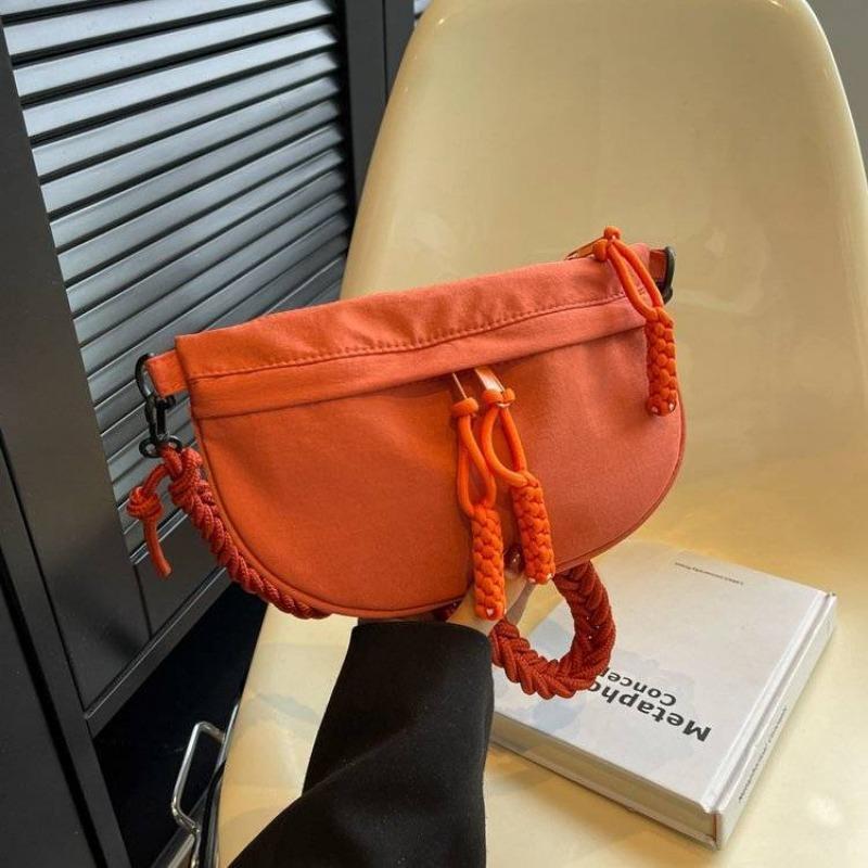 Japanese Style Solid Color Canvas Chest Bag Crossbody Bag 2024 New Waist Bag Women's Trendy Niche Casual Shoulder Small Cloth Bag