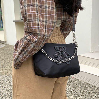 Crossbody Small Bag Women's Special-Interest Design Chain Small Square Bag Advanced Texture Fashion All-Match Shoulder Underarm Canvas Bag