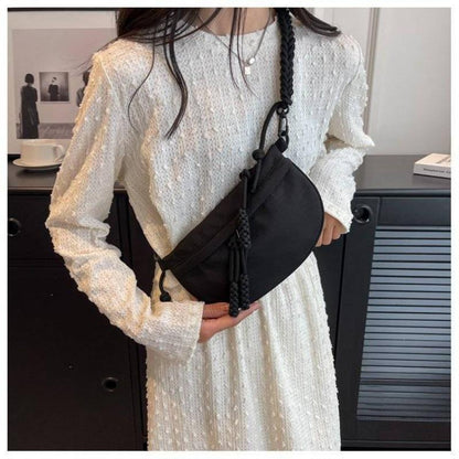 Japanese Style Solid Color Canvas Chest Bag Crossbody Bag 2024 New Waist Bag Women's Trendy Niche Casual Shoulder Small Cloth Bag