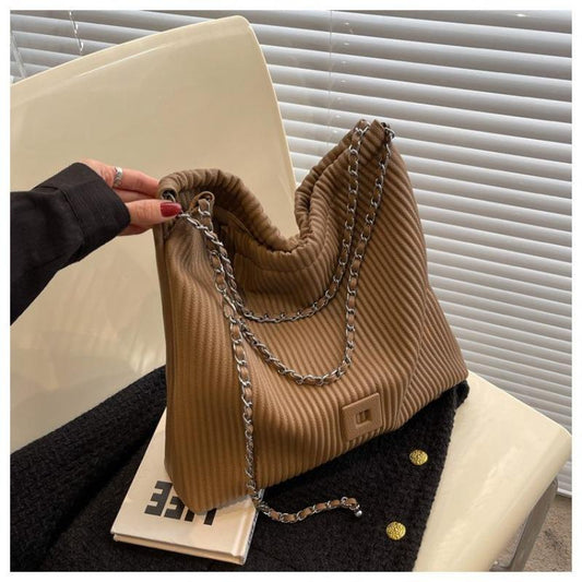 Pleated Large Capacity Bag Tote Bag Commuting Large Bag 2024 New Stylish Good Texture Niche Shoulder Messenger Bag for Women