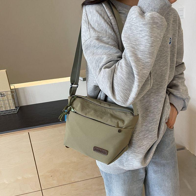 Solid Color 2024 New Bags Japanese Style Workwear Canvas Bag Textured Crossbody Girls' Satchel Women's Small Bag Commuter Women's Bag