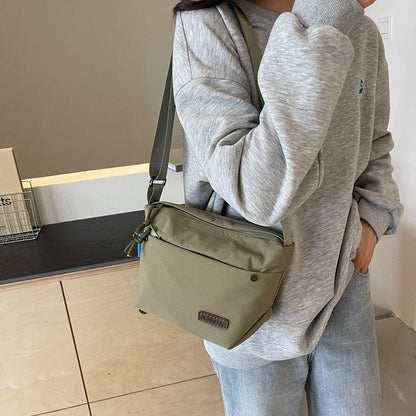 Solid Color 2024 New Bags Japanese Style Workwear Canvas Bag Textured Crossbody Girls' Satchel Women's Small Bag Commuter Women's Bag