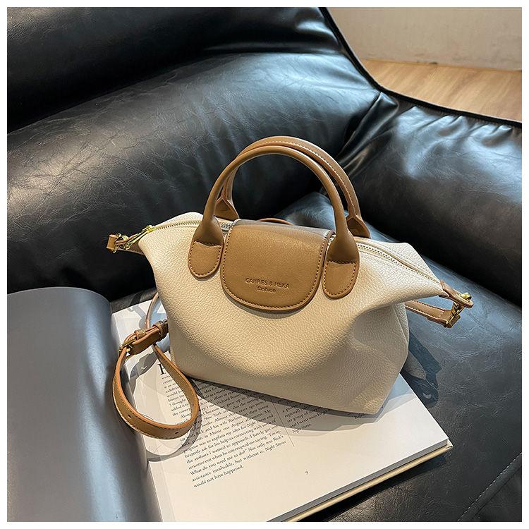 Special-Interest Design Fashion Color Contrast Soft Leather Dumpling Bag 2024 New Advanced Texture Handbag All-Match Messenger Bag for Women