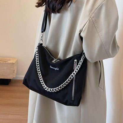 Large Capacity Shoulder Bag Chain Wide Shoulder Strap Fashion Korean Style 2024 New Trendy Crossbody Bag Women's Bag Casual Bag Women