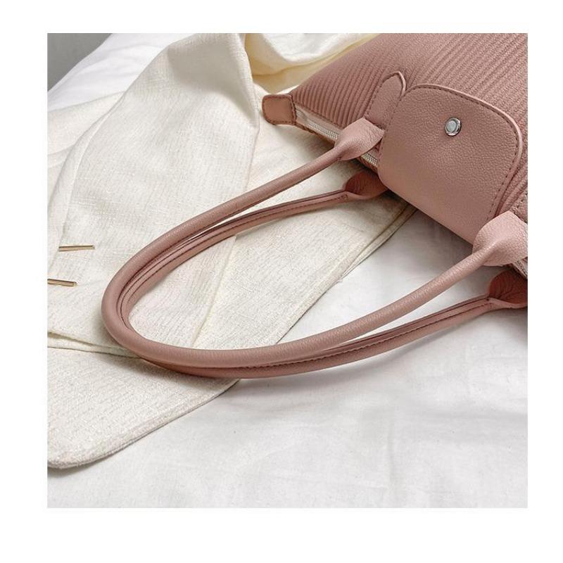 INS Super Popular Pleated Tote Bag 2024 Popular Commuter Hand-Carrying Bag Fashion All-Matching Large Shoulder Bag