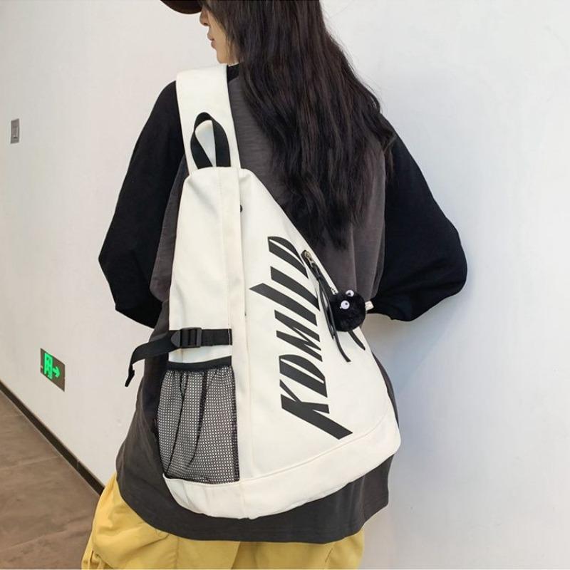 Fashion One Shoulder Light Luxury Chest Bag Canvas Large Capacity Oblique Zipper English Light Chest Bag Couple 2024 New