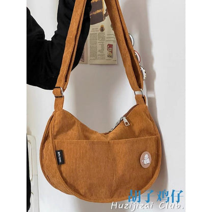 Corduroy Idle Style All-Match Japanese Style Artistic Shoulder Crossbody Casual Korean Style Women's Simple Dumpling Bag