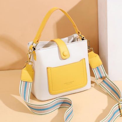 2024 Spring/Summer New Elegant Contrast Color Bucket Bag Sen Cute Sweet Shoulder Bag Casual Versatile Daily Commuter Crossbody Bag Fashion Women's Square Bag