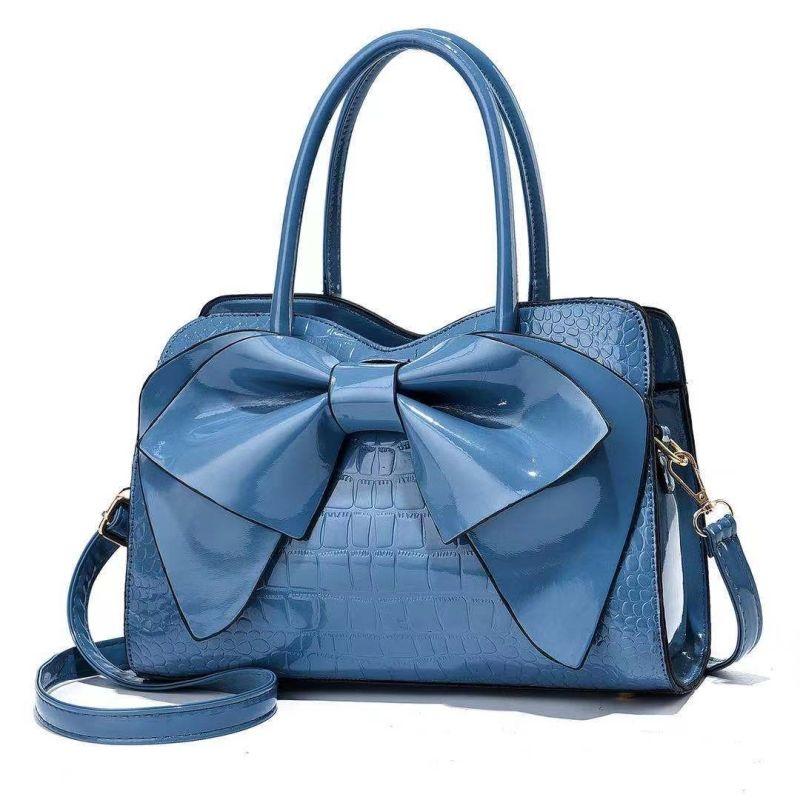 Women's Bag 2024 Autumn New Crossbody Bag Fashion Crocodile Bow Knot Handbag Simple and Trendy Mom's Bag