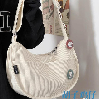 Corduroy Idle Style All-Match Japanese Style Artistic Shoulder Crossbody Casual Korean Style Women's Simple Dumpling Bag