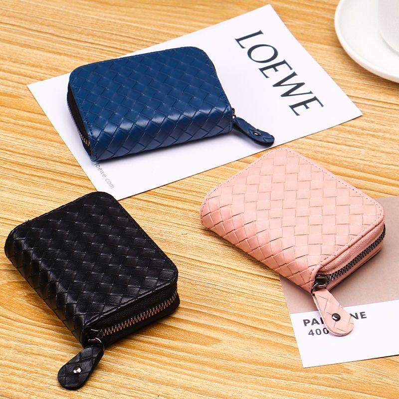 High-End Card Holder Women's Card Clamp Authentic Leather Tactile Feel Woven Coin Purse Anti-Degaussing Large Capacity Multiple Card Slots Card Holder Women