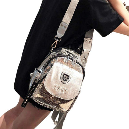 Super Fire Burst Backpack for Women 2024 New Fashionable Sequins Backpack Trendy All-Match Shoulder Bag Dual-Use Travel Bag