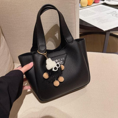 Handbag 2024 Spring and Summer New All-Match Shoulder Messenger Bag Fashion Special-Interest Bucket Texture Popular Bag