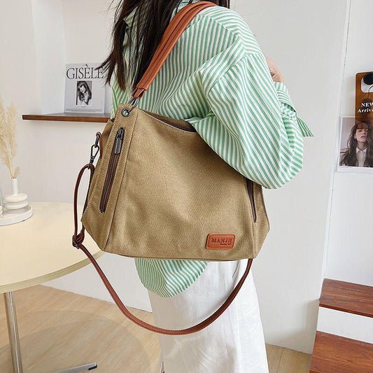 2024 New Large Capacity Portable Small Square Bag Trendy Niche Bag Female Retro Large Capacity Shoulder Bag Ladies