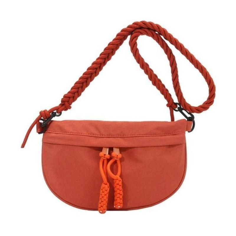 Japanese Style Solid Color Canvas Chest Bag Crossbody Bag 2024 New Waist Bag Women's Trendy Niche Casual Shoulder Small Cloth Bag