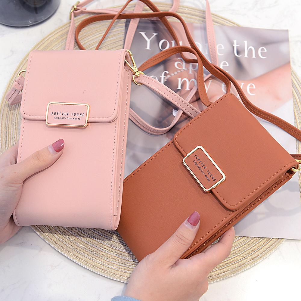 2024 Summer New Mobile Phone Bag Fresh and Cute Crossbody Bag Mini Exquisite Shoulder Bag Solid Color Vertical Zero Wallet Multiple Colors Can Be Paired Randomly