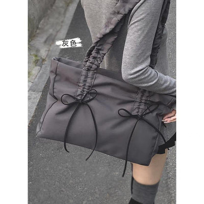 Pleated Bow Bag Women's 2024 New Fashion South Korea Tote Bag Large Capacity Cloth Bag High Quality Lightweight Concise Bag