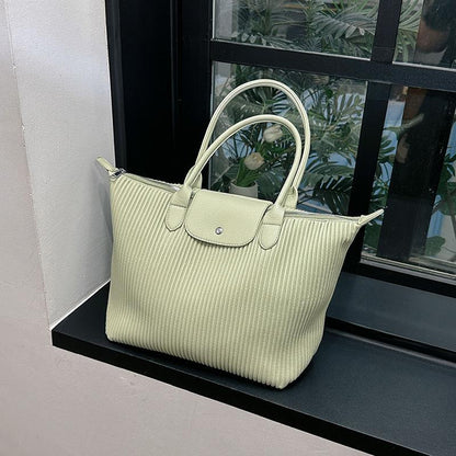 New Super Popular Pleated Large Tote Bag 2024 Popular Commuter Hand-Carrying Bag Fashion All-Matching Large Shoulder Bag Ladies