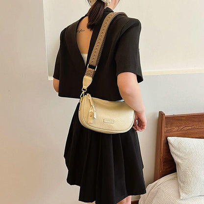 Niche Wide Shoulder Strap Bag Women's 2024 New Fashion One-Shoulder Popular Messenger Bag Advanced Texture All-Matching Dumpling Bag