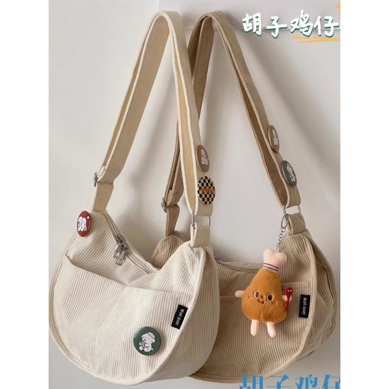 Corduroy Idle Style All-Match Japanese Style Artistic Shoulder Crossbody Casual Korean Style Women's Simple Dumpling Bag