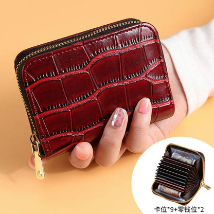 Card Holder Large Capacity Multiple Card Slots Driver's License Clip Set Women's Small Crocodile Pattern Simple Coin Purse