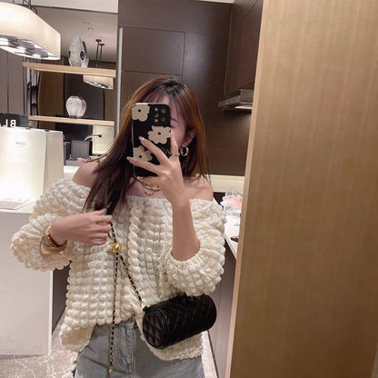 Elegant round Bag Cylindrical New Small Golden Balls Diamond Chain One-Shoulder Versatile Niche Crossbody Pillow Bag Internet Celebrity