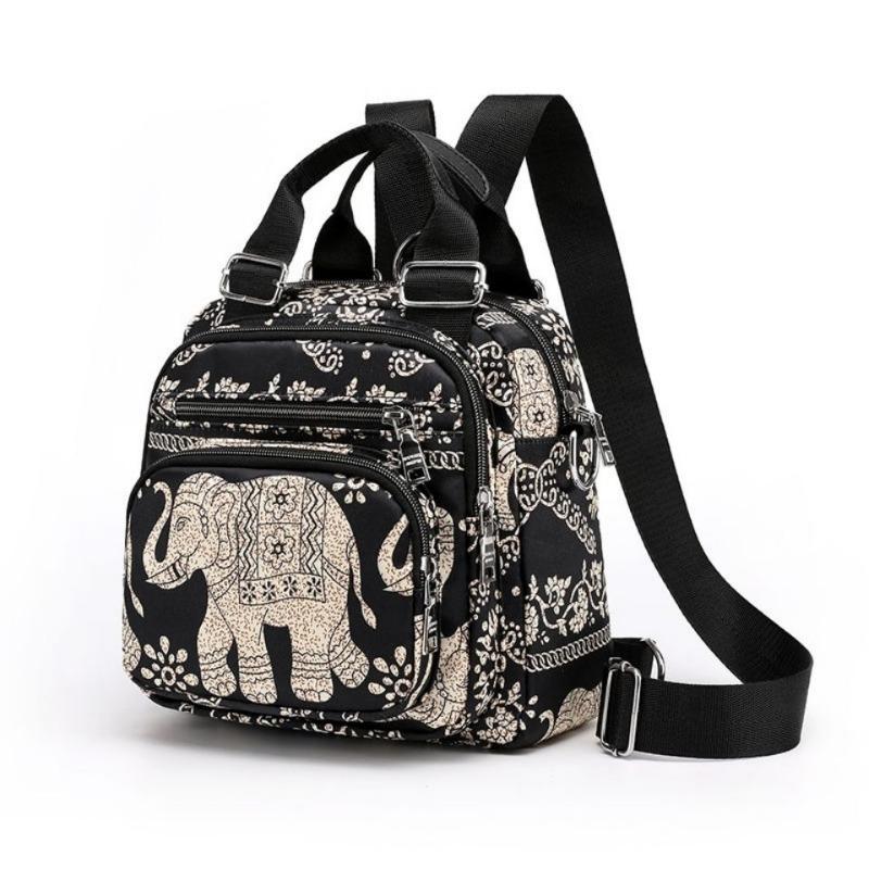 Women's Multi-Purpose Backpack 2024 New Ethnic Style Tote Waterproof Oxford Cloth Shoulder Bag All-Matching female fashion bag