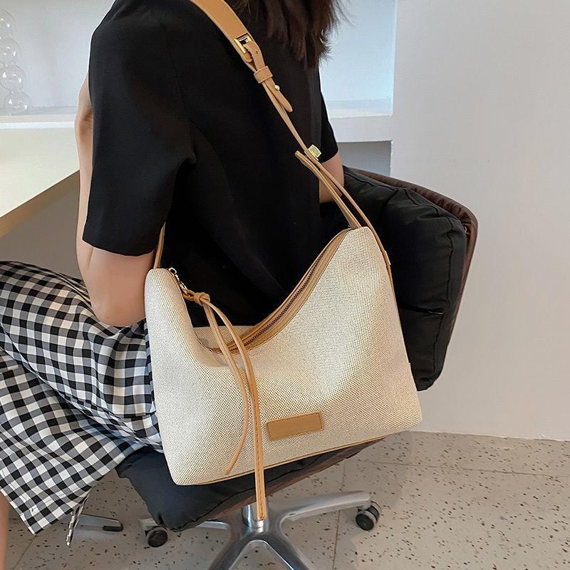 Net Red Western Style Bag Women's Summer 2024 New Fashion Shoulder Underarm Bag Canvas All-Match Crossbody Tote Bag