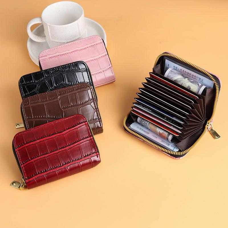 Card Holder Large Capacity Multiple Card Slots Driver's License Clip Set Women's Small Crocodile Pattern Simple Coin Purse