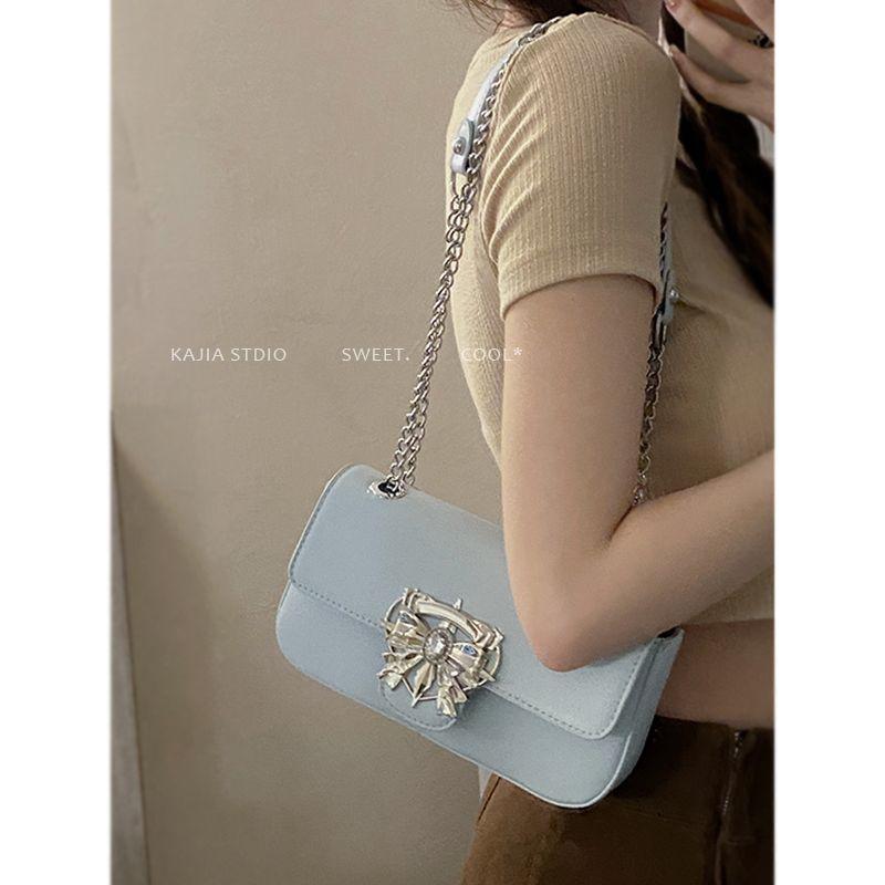 Textured Underarm Bag for Women 2024 New Fashion Summer Chain Small Square Bag Versatile INS One Shoulder Crossbody Bag Temperament Women's Crossbody Bag Advanced Women's Chain Bag