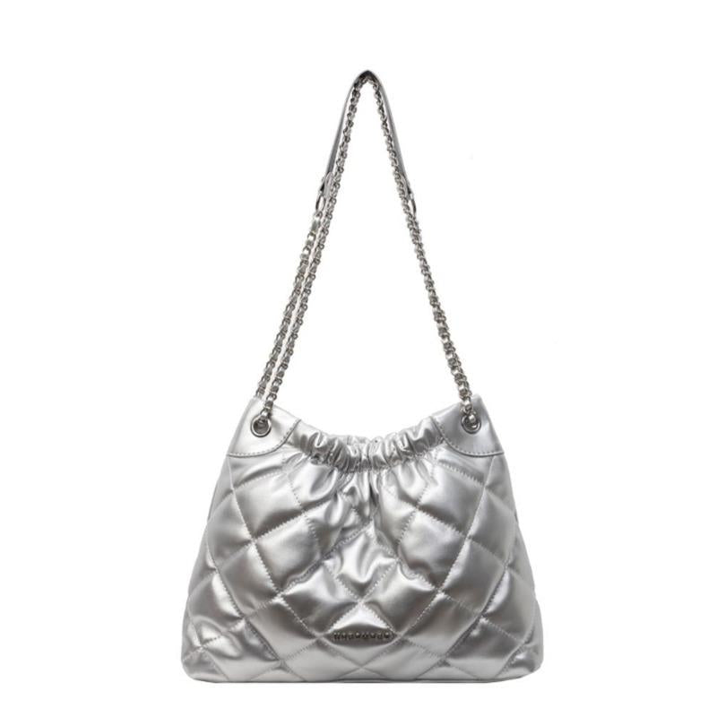 Fashion Large Capacity Bag Women's New Classic Style Diamond Chain Bucket Bag 2024 Spring and Summer High-Grade Shoulder Bag