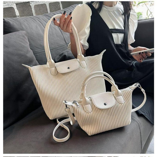 New Super Popular Pleated Large Tote Bag 2024 Popular Commuter Hand-Carrying Bag Fashion All-Matching Large Shoulder Bag Ladies