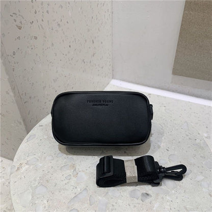 New Korean Style Versatile Casual Black Mini Square Bag Niche Messenger Bag Ins Shoulder Bag Letter Chest Bag Women's Messenger Bag