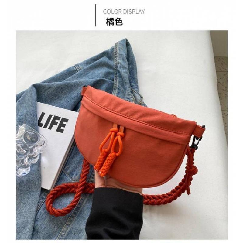 Japanese Style Solid Color Canvas Chest Bag Crossbody Bag 2024 New Waist Bag Women's Trendy Niche Casual Shoulder Small Cloth Bag