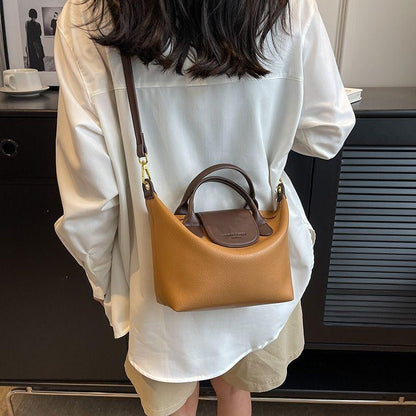 Special-Interest Design Fashion Color Contrast Soft Leather Dumpling Bag 2024 New Advanced Texture Handbag All-Match Messenger Bag for Women