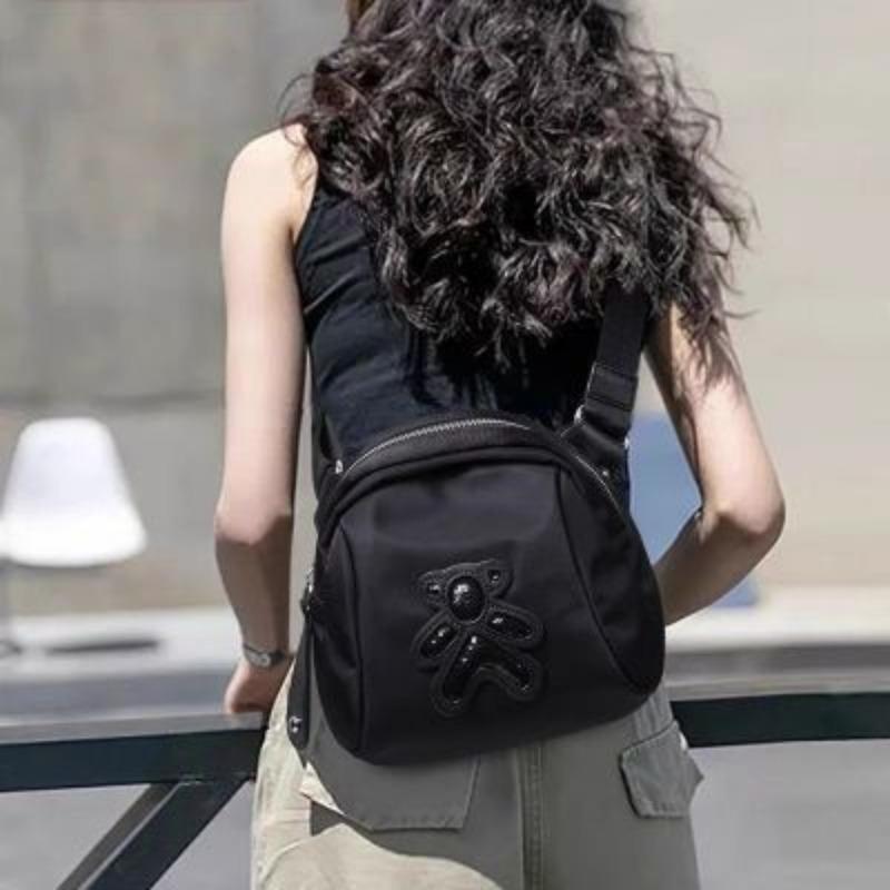 Women's Messenger Bag Fashionable All-Match Bear Shell Bag High Quality Backpack Casual Canvas Bag Women's Same Style Internet Celebrity Same Style