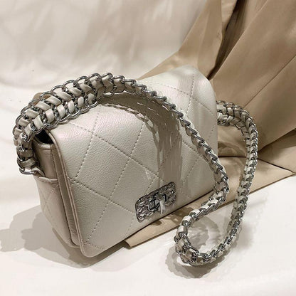 High Quality Small Bag for Women In Spring/summer 2024 New Korean Version, Small Fragrant Wind, Diamond Grid Chain, Single Shoulder, Underarm Small Square Bag