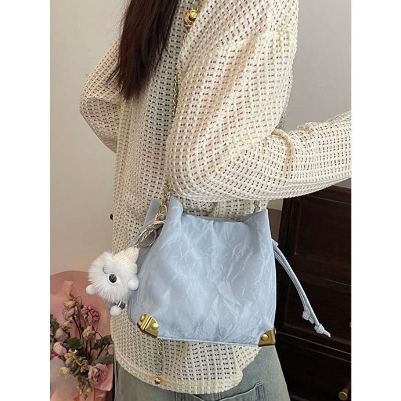 Korean Style Fashion Bucket Bag Women 2024 New Spring and Summer Simplicity Casual Shoulder Bag Niche Advanced Texture Messenger Bag