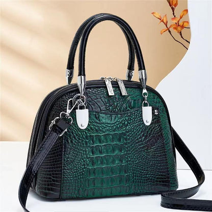 2024 New Bag Women's Advanced Texture Crocodile Crossbody Bag Vintage Trend Elegant Handbag Temperament Casual Versatile Shoulder Bag Simple and Fashionable Shell Bag