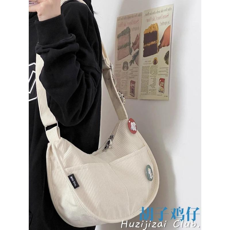 Corduroy Idle Style All-Match Japanese Style Artistic Shoulder Crossbody Casual Korean Style Women's Simple Dumpling Bag