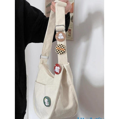 Corduroy Idle Style All-Match Japanese Style Artistic Shoulder Crossbody Casual Korean Style Women's Simple Dumpling Bag