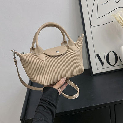 Fashion Internet Celebrity Style Super Popular Pleated Large Tote Bag 2024 Popular Commuter Hand-Carrying Bag Fashion All-Match Single Small Handbag