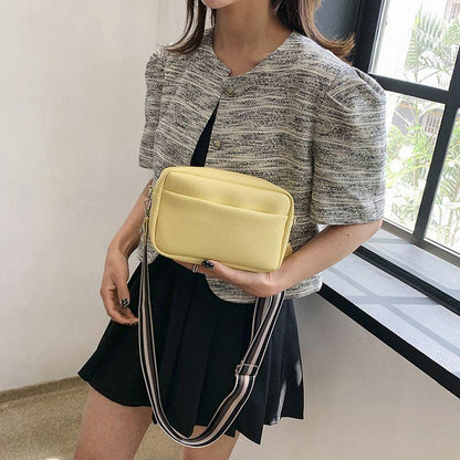 Camera Bag Good-looking Lychee Pattern Popular Crossbody Small Square Bag 2024 New Wide Shoulder Strap All-Match Casual Shoulder Bag