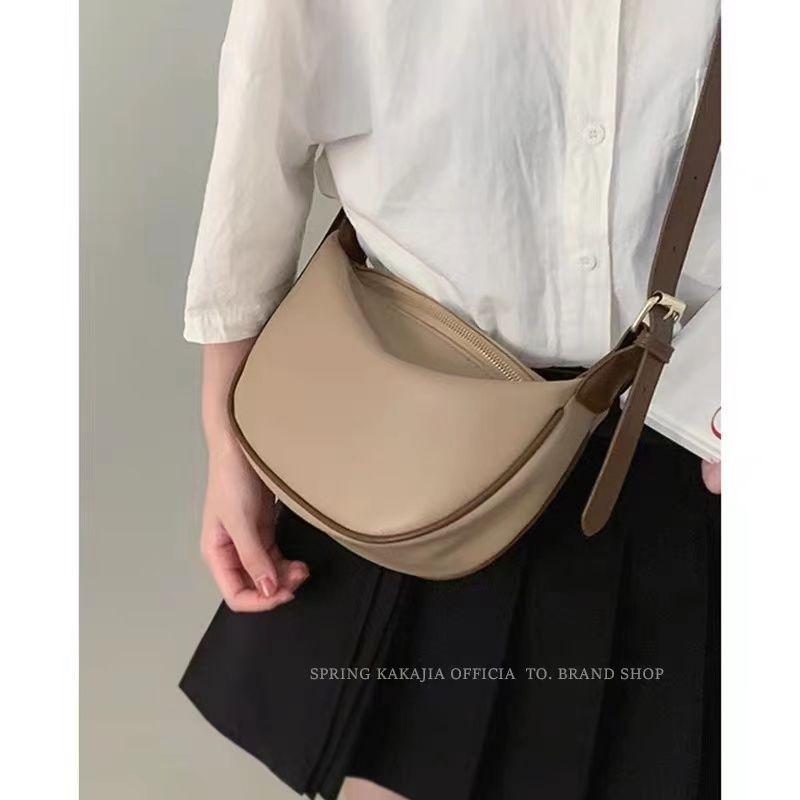 South Korea Contrast Color Underarm Bag for Women 2024 New Trendy Retro Dumpling Bag All-Match Shoulder Messenger Bag Saddle Bag